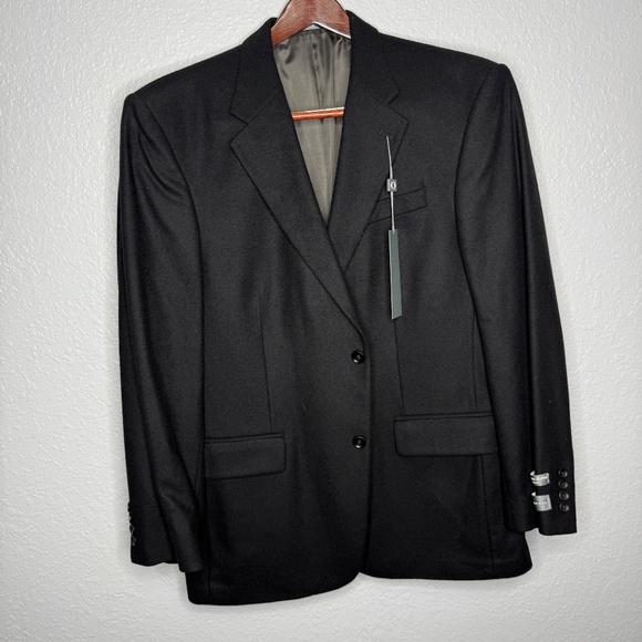 NWT Oscar De La Renta Ultralux Cashmere Blend Black 2 button Blazer sport coat - Picture 2 of 8